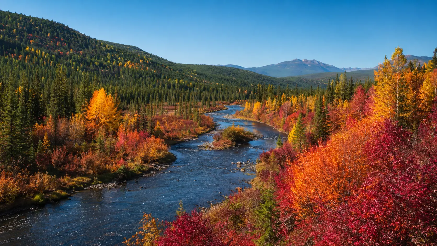 Coastline, river and expansive remote terrain